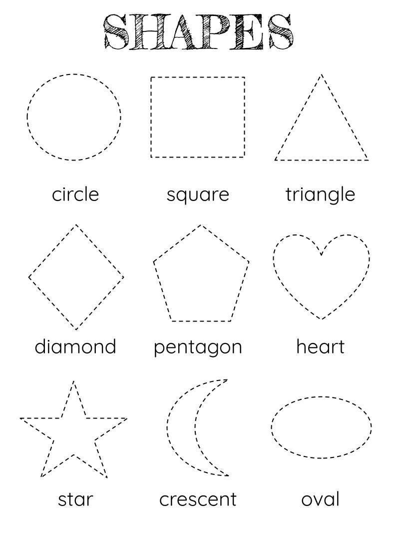 Shape Tracing Worksheet Montessori Shapes For Preschool Kindergarten PDF Etsy Israel
