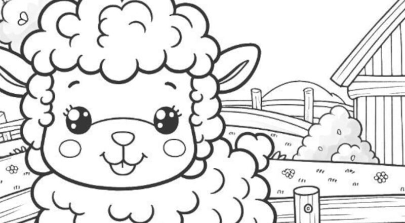 Sheep On Her Farm Coloring Page Kids Printable Coloring Page Farm Animals Coloring Page Etsy