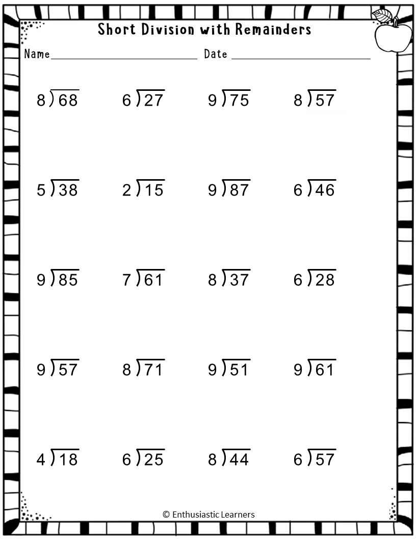Short Division With Remainders Worksheets Math Problems Teaching Resources Short Division With Remainders Worksheets Math Problems Teaching Resources