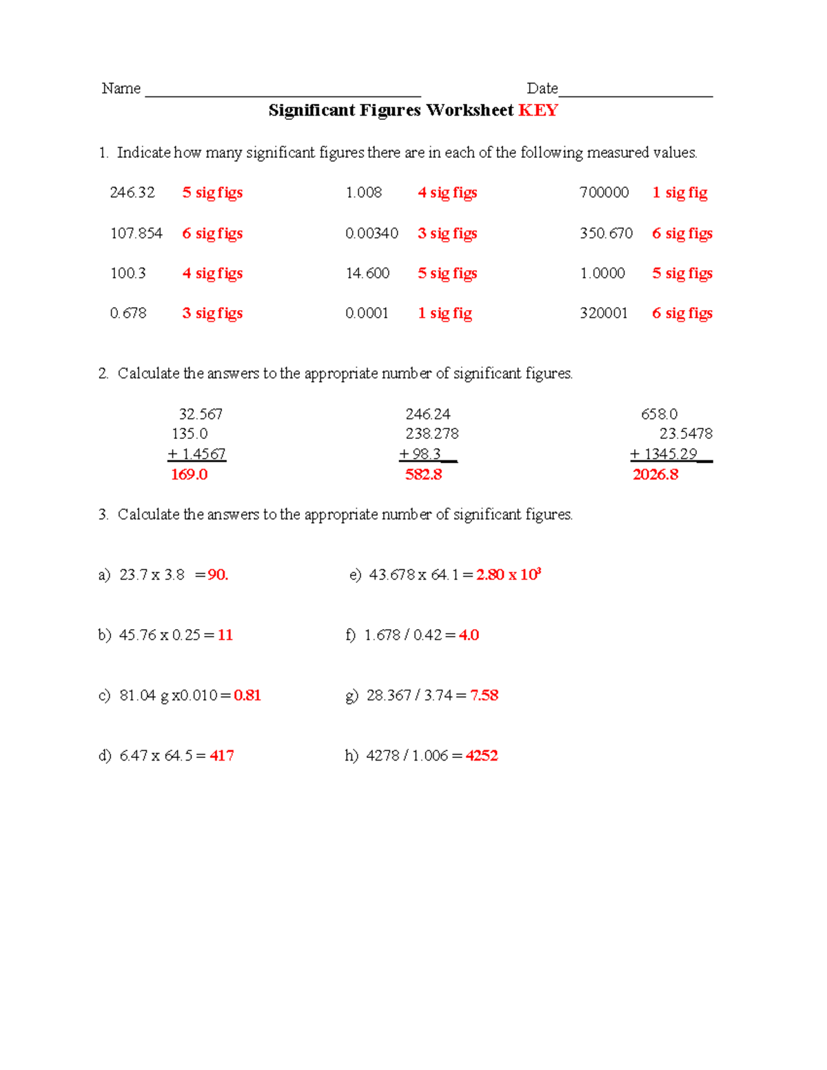 Sig Fig Worksheet KEY Answer Key For Practice On Significant Figures Studocu Sig Fig Worksheet KEY Answer Key For Practice On Significant Figures Studocu