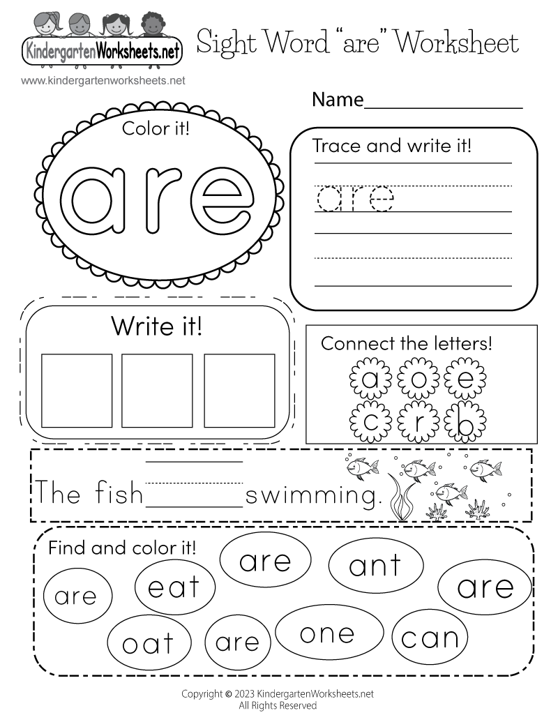sight word was worksheet