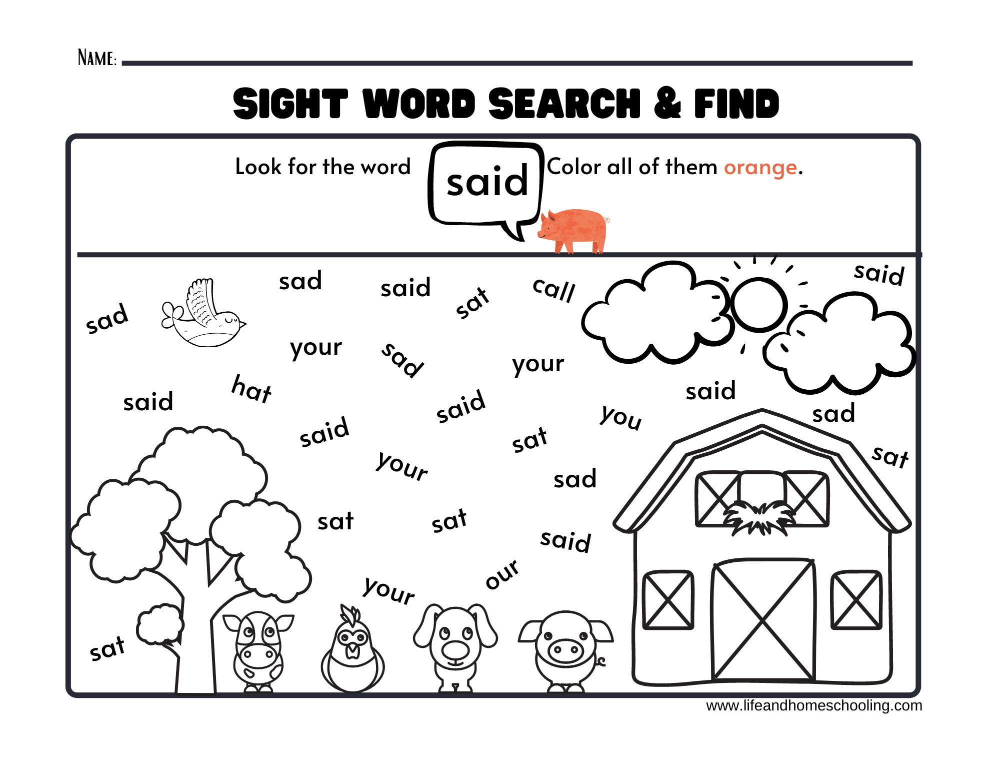 sight words printable