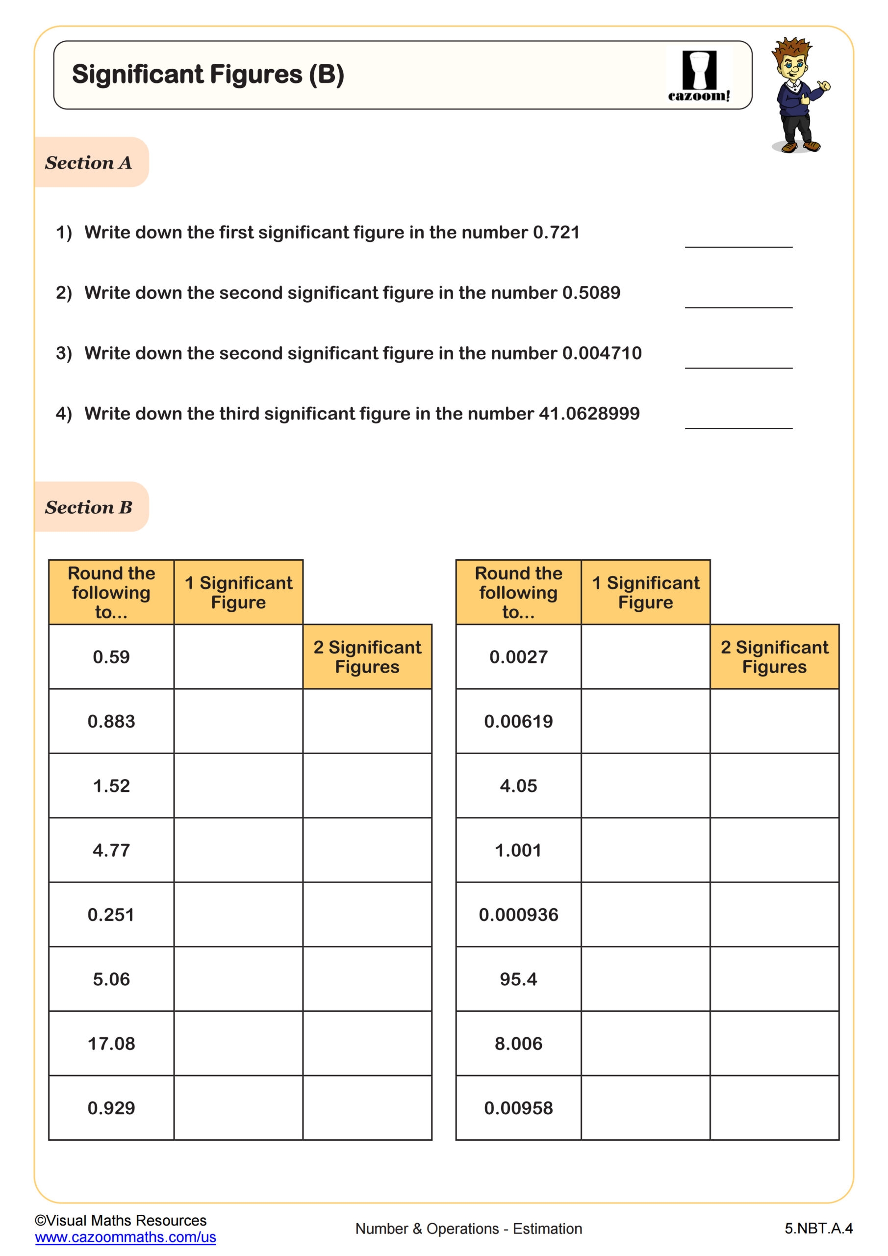 significant figures worksheet