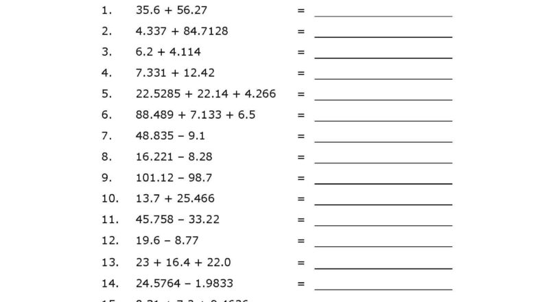 Significant Figures Worksheet PDF Addition Practice