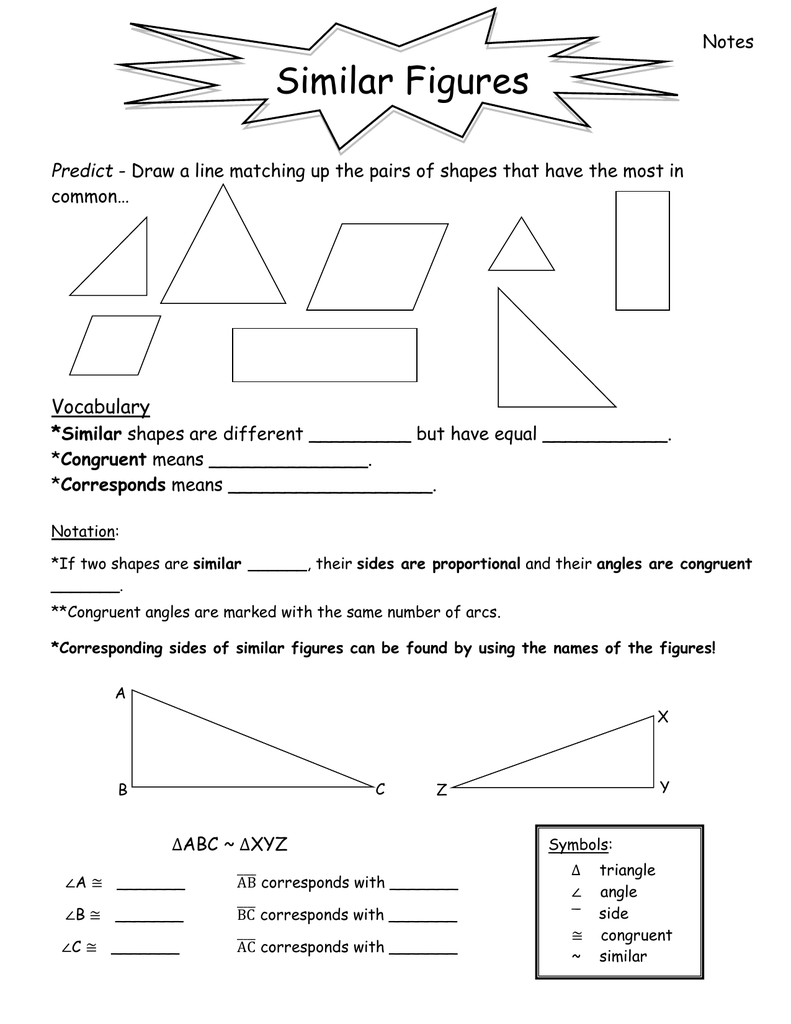 Similar Figures Proportions Geometry Worksheet Similar Figures Proportions Geometry Worksheet