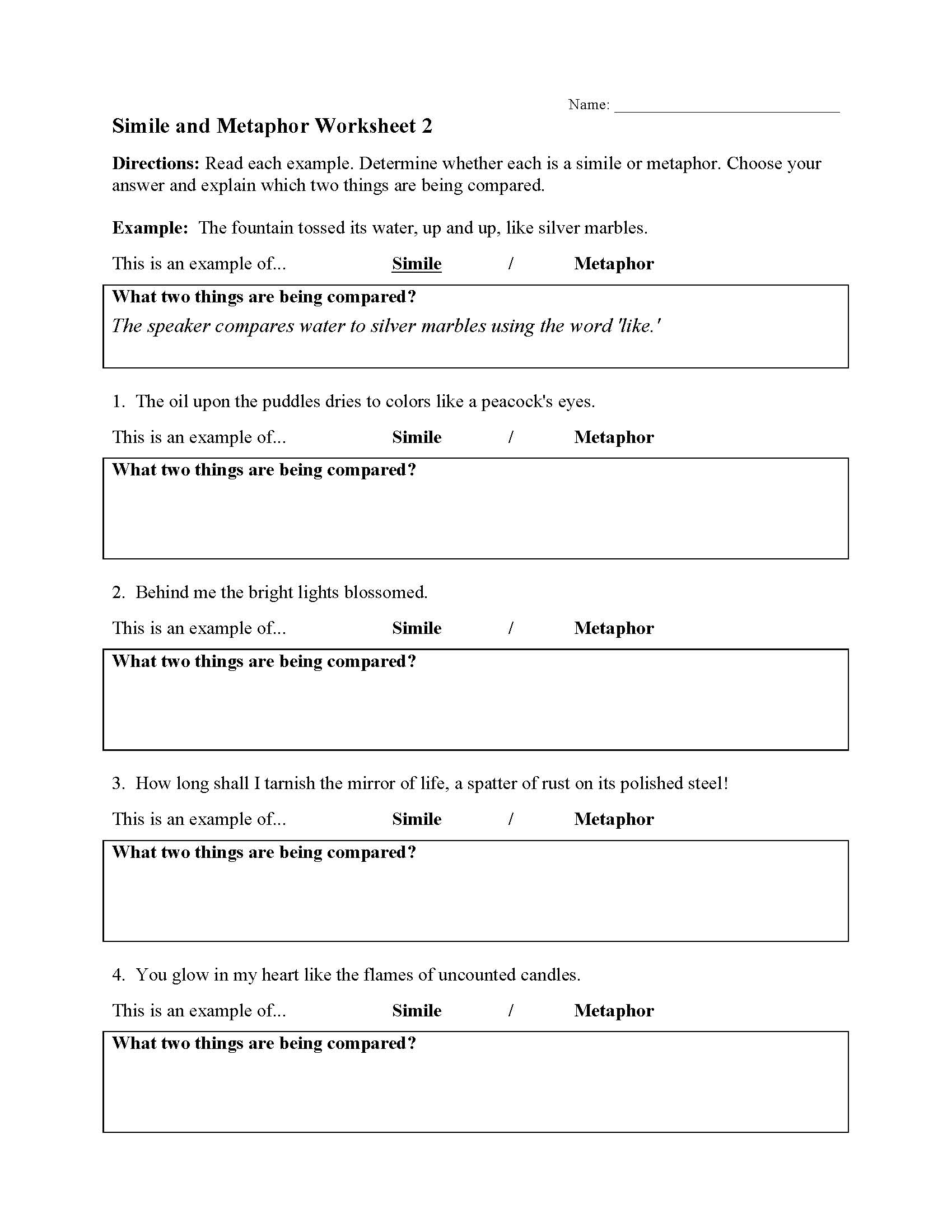 Simile And Metaphor Worksheets Ereading Worksheets Simile And Metaphor Worksheets Ereading Worksheets