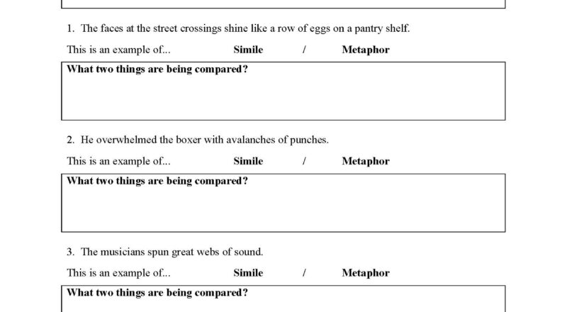 Simile And Metaphor Worksheets Ereading Worksheets