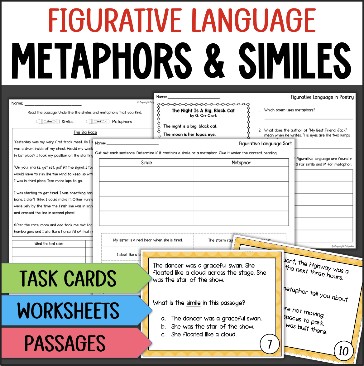 Similes And Metaphors Worksheets And Task Cards Made By Teachers