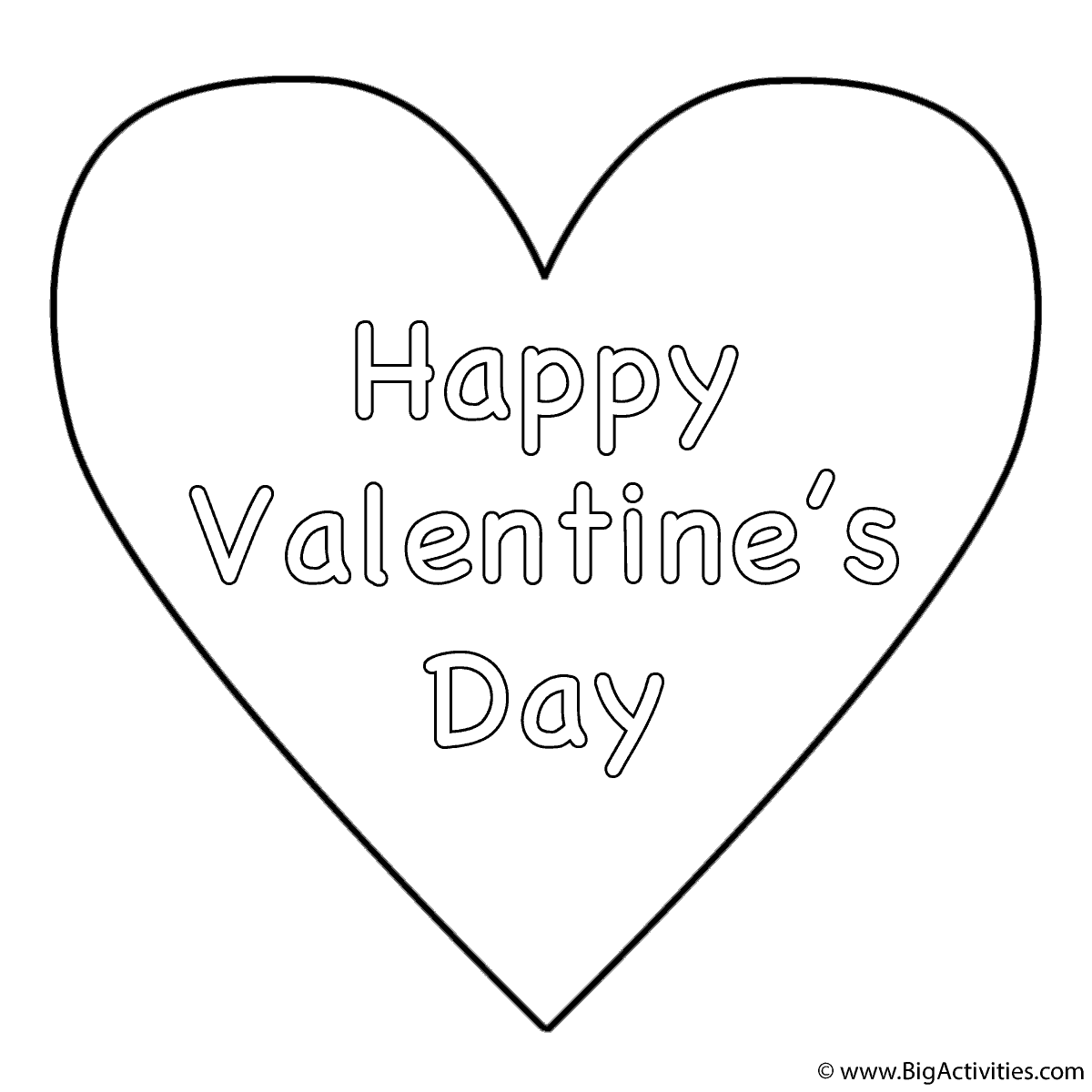 Simple Heart Happy Valentine s Day Coloring Page Valentine s Day Simple Heart Happy Valentine s Day Coloring Page Valentine s Day