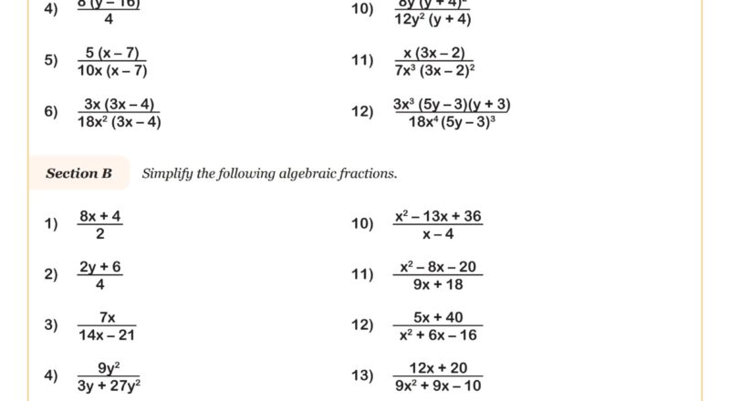 Simplifying Rational Expressions A Worksheet Algebra II PDF Worksheets Cazoom Math