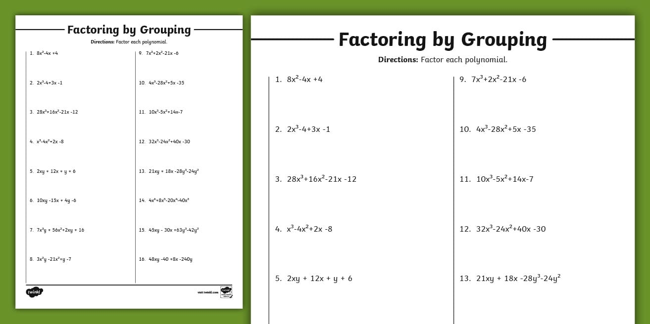 Sixth Grade Factoring By Grouping Worksheet Sixth Grade Factoring By Grouping Worksheet