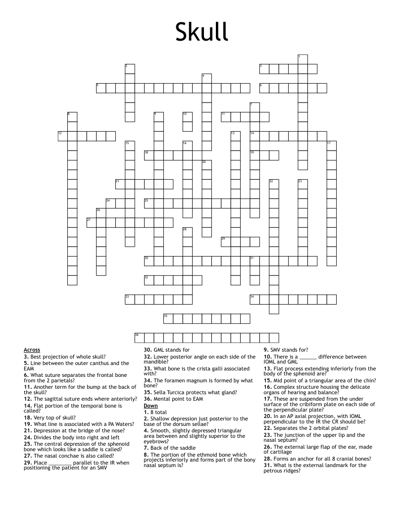 Skull Crossword WordMint Skull Crossword WordMint