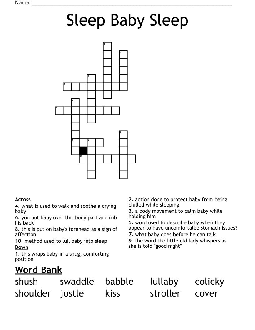 Sleep Baby Sleep Crossword WordMint