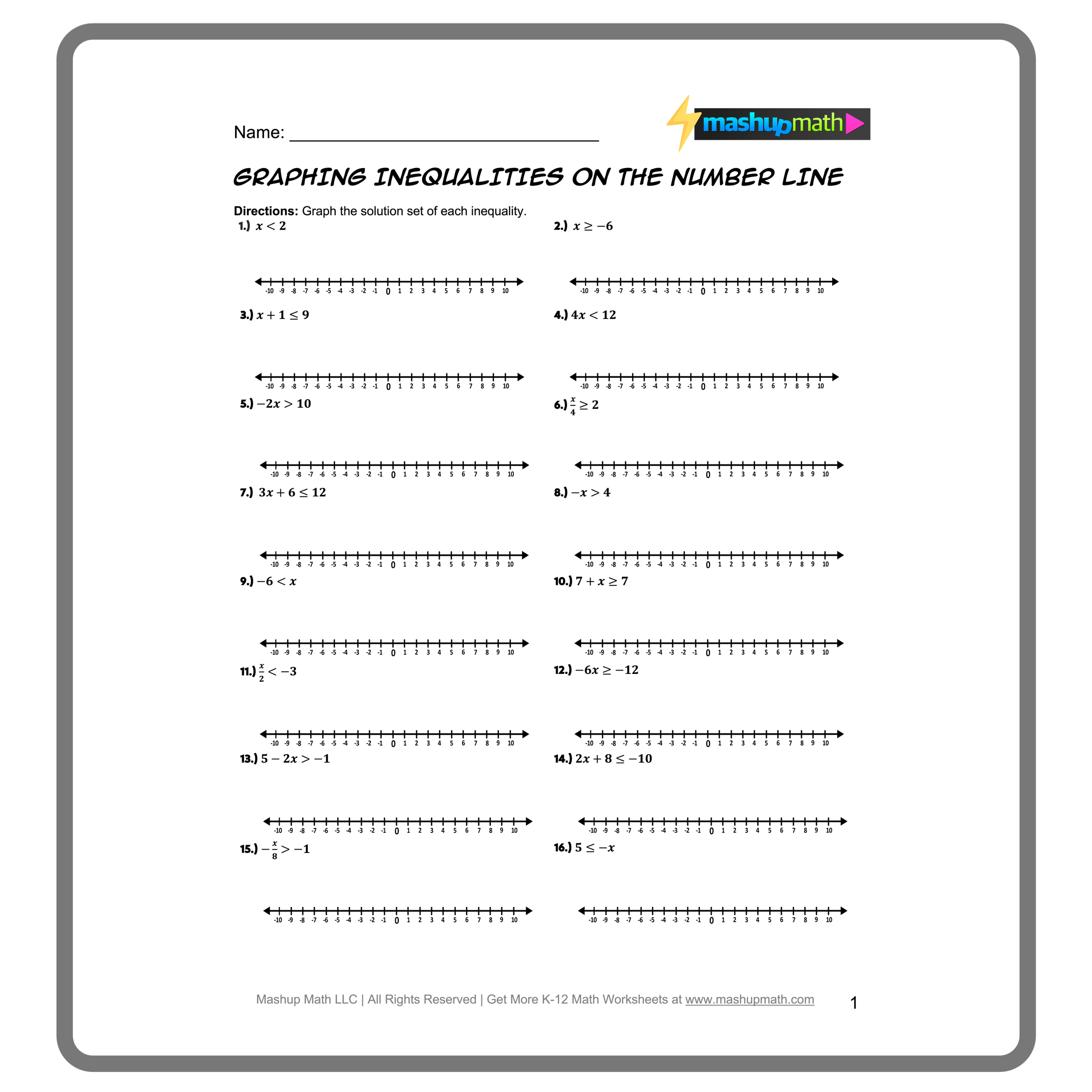 Solving Inequalities Worksheets Printable With Answers Mashup Math Solving Inequalities Worksheets Printable With Answers Mashup Math