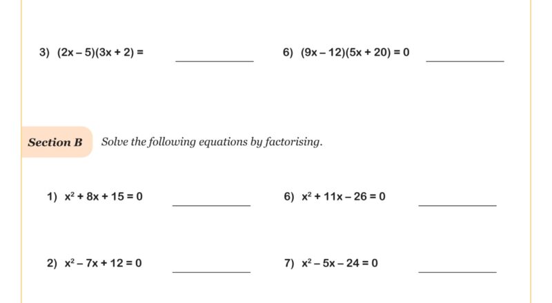 Solving Quadratic Equations B By Factoring Worksheet Algebra I PDF Worksheets Cazoom Math