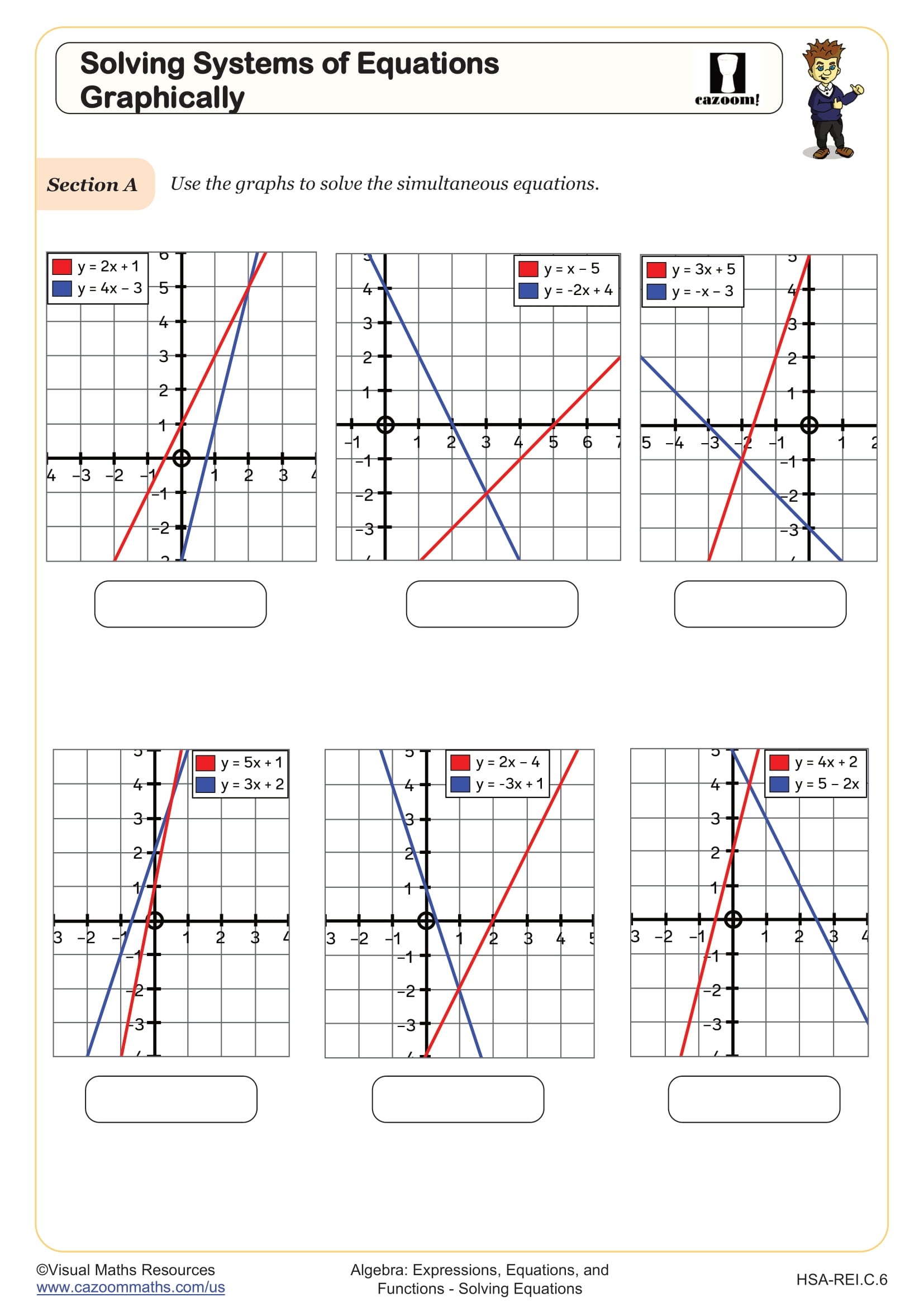 Solving Systems Of Equations Graphically Worksheet Algebra I PDF Worksheets Cazoom Math