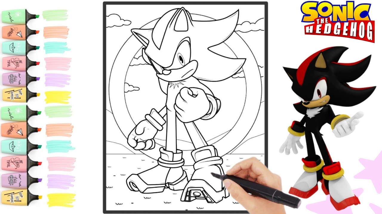 Sonic Shadow The Hedgehog Coloring Page Coloring Video For Kids Coloringpage sonicthehedgehog YouTube