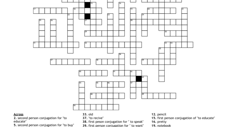 Spanish Crossword Puzzle WordMint