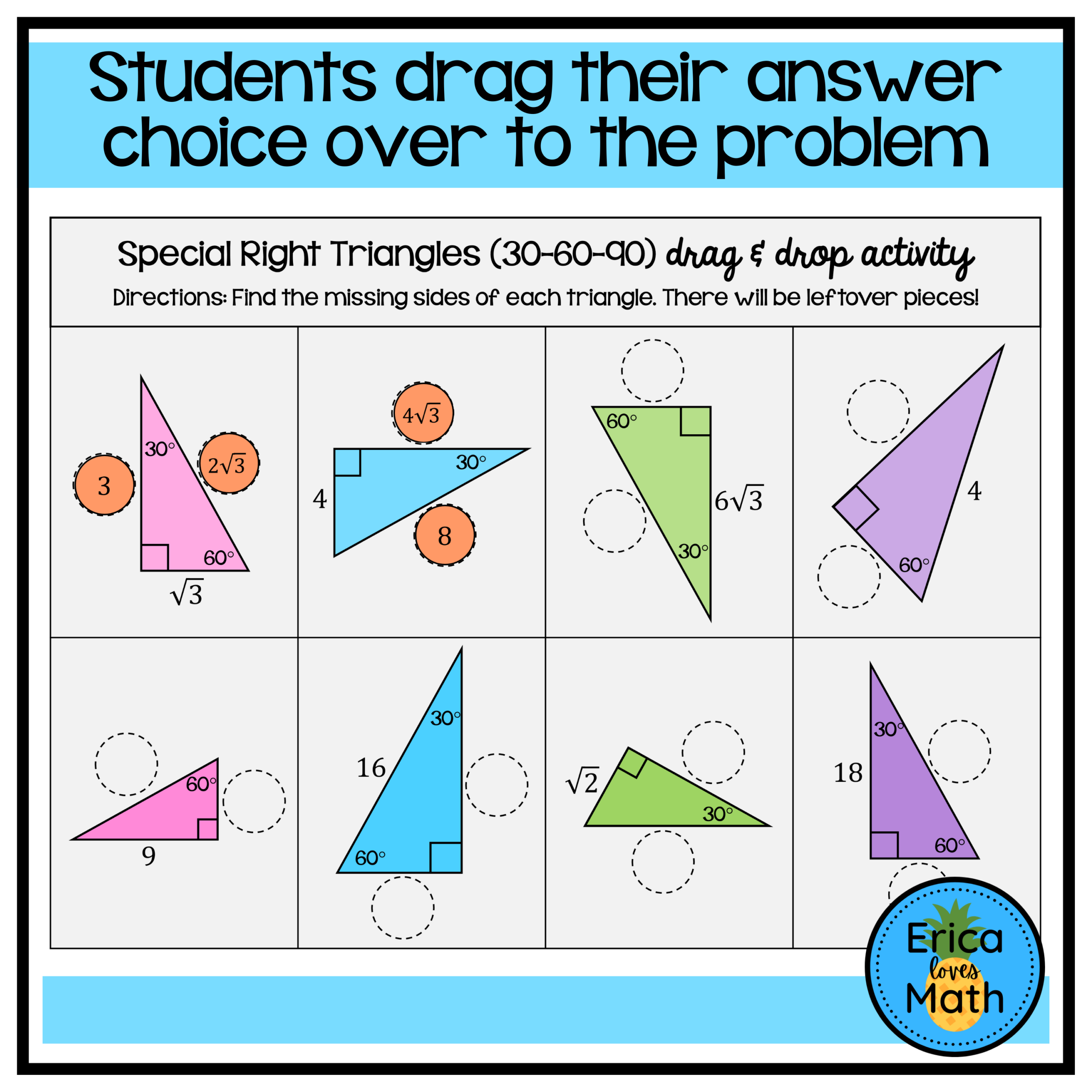Special Right Triangles Digital Drag Drop Activity 30 60 90 And 45 45 90 Made By Teachers Special Right Triangles Digital Drag Drop Activity 30 60 90 And 45 45 90 Made By Teachers