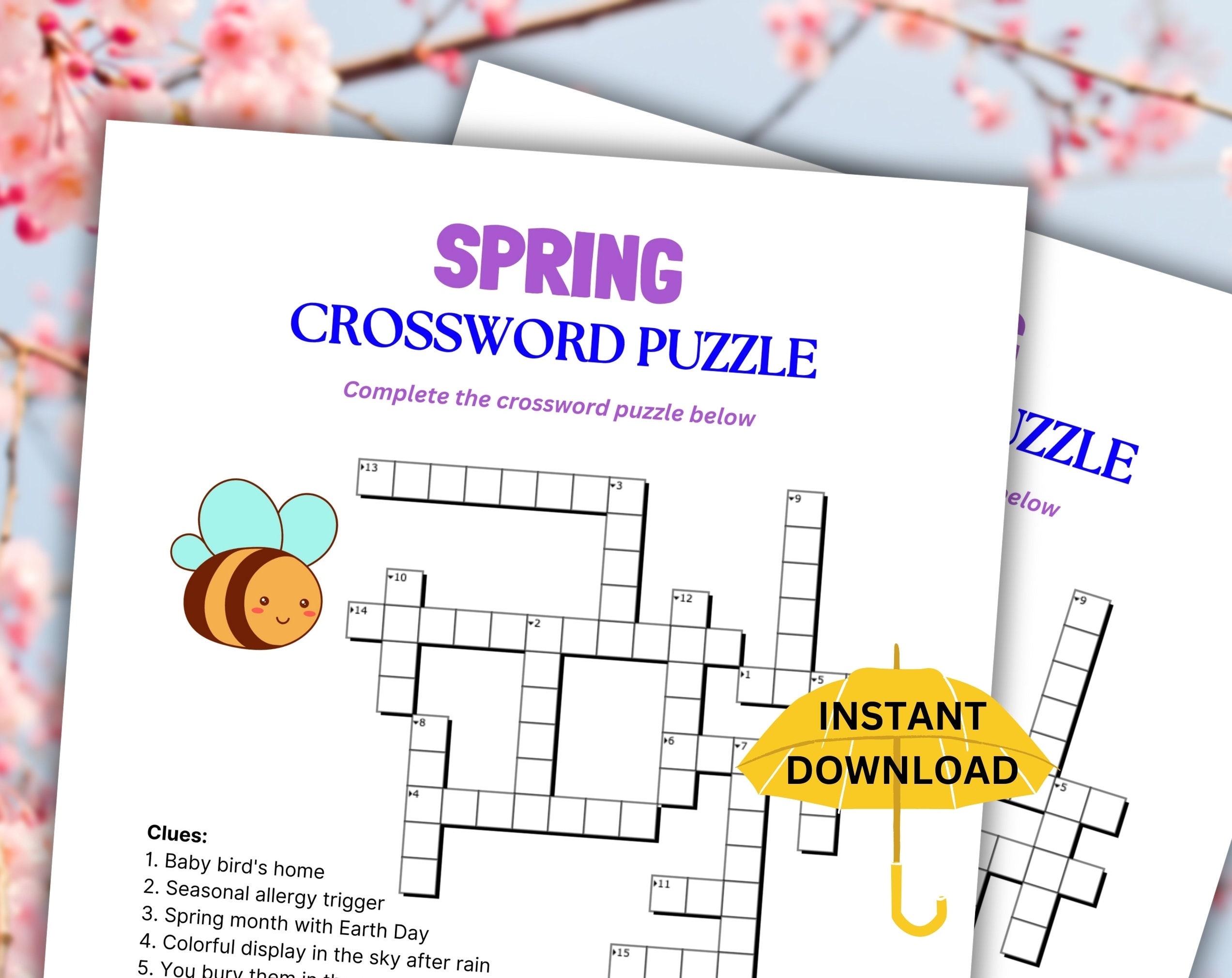 Spring Crossword Etsy Spring Crossword Etsy