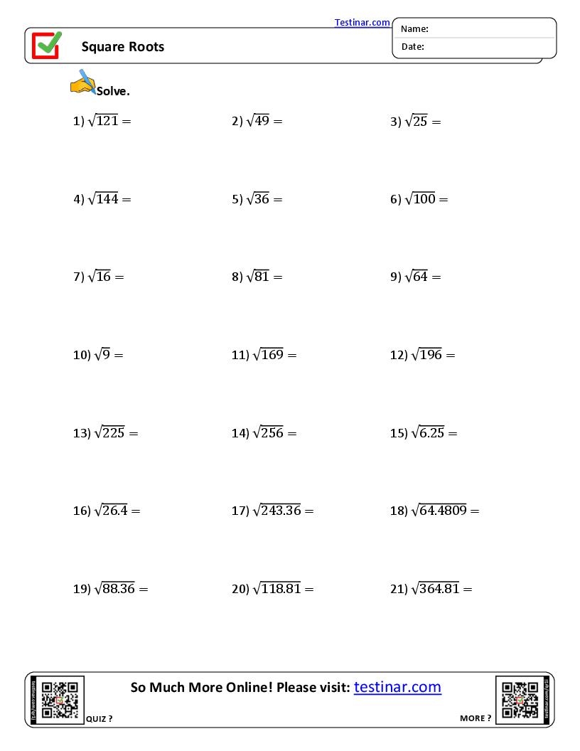 square root worksheets square root worksheets