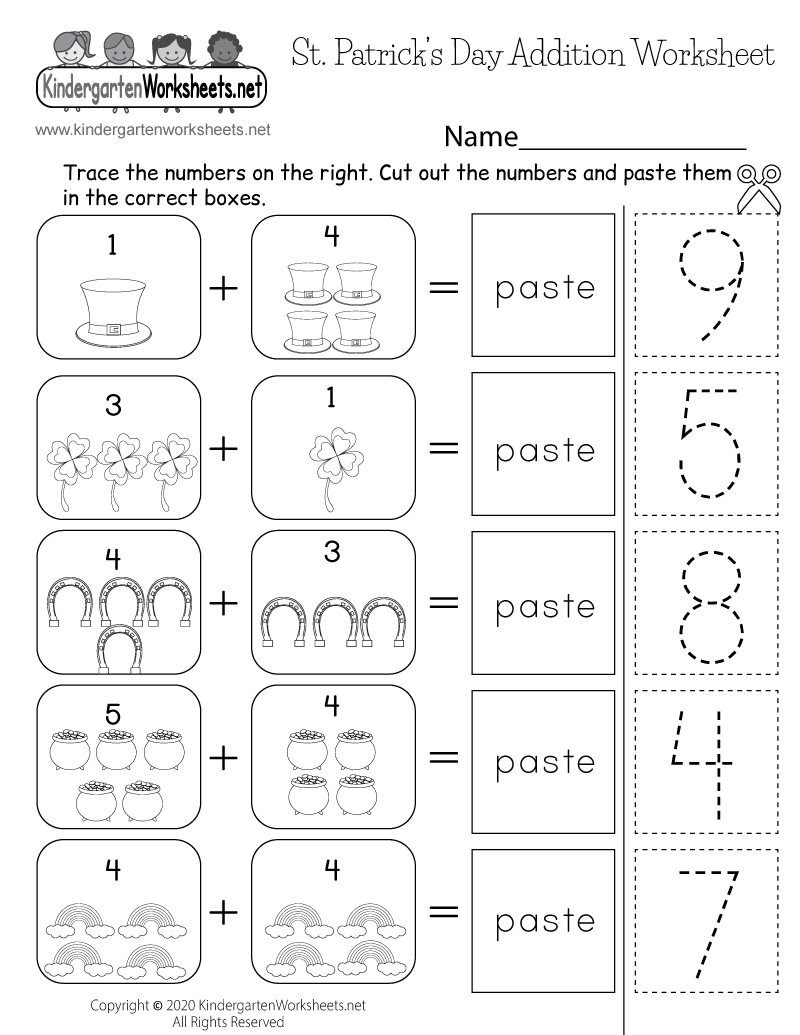 adding kindergarten worksheets