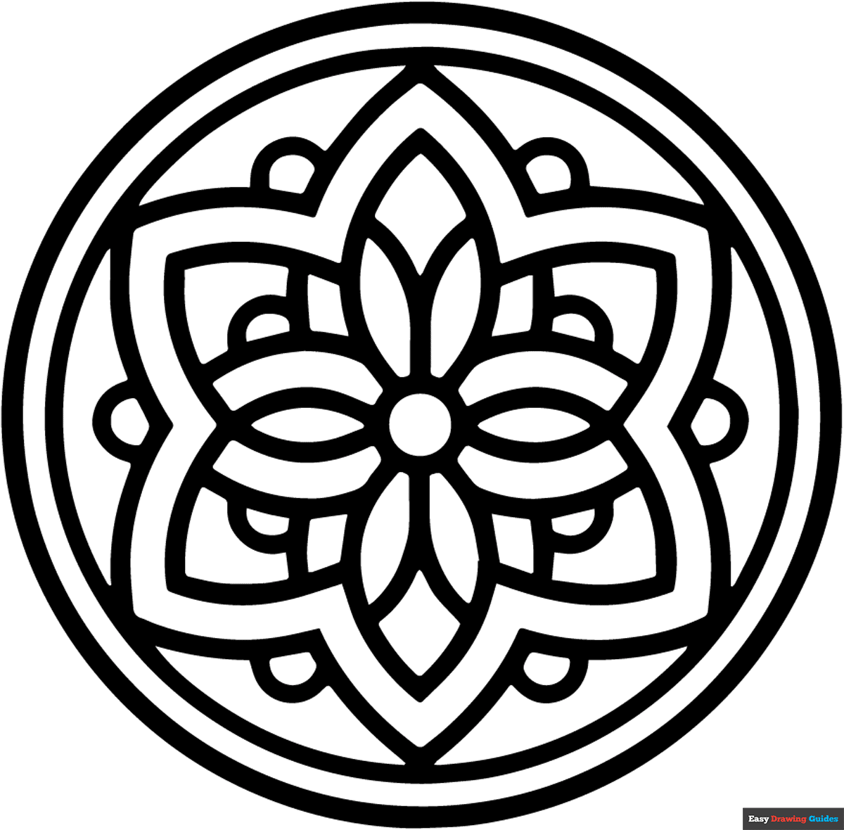Stained Glass Mandala Coloring Page Easy Drawing Guides Stained Glass Mandala Coloring Page Easy Drawing Guides