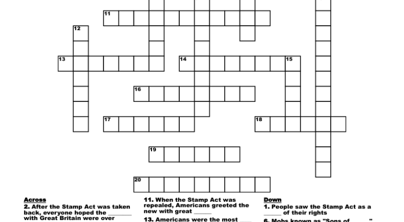 Stamp Act Crossword WordMint