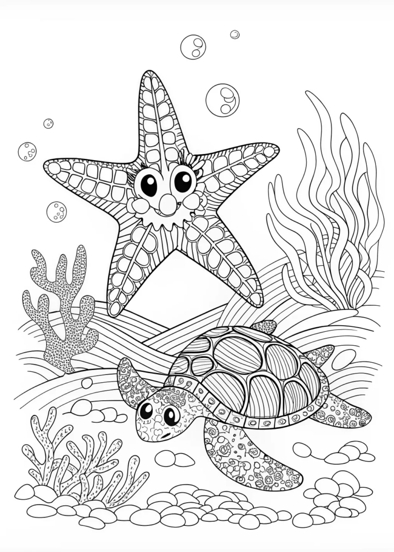 Starry Night Fishing Adventure With Turtle Coloring Page Free Printable Starry Night Fishing Adventure With Turtle Coloring Page Free Printable