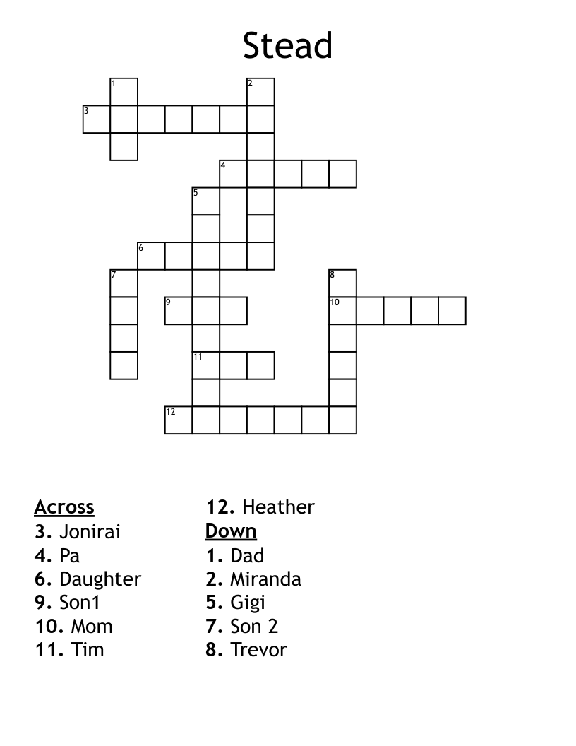 Stead Crossword Clue 4 Letters Letters