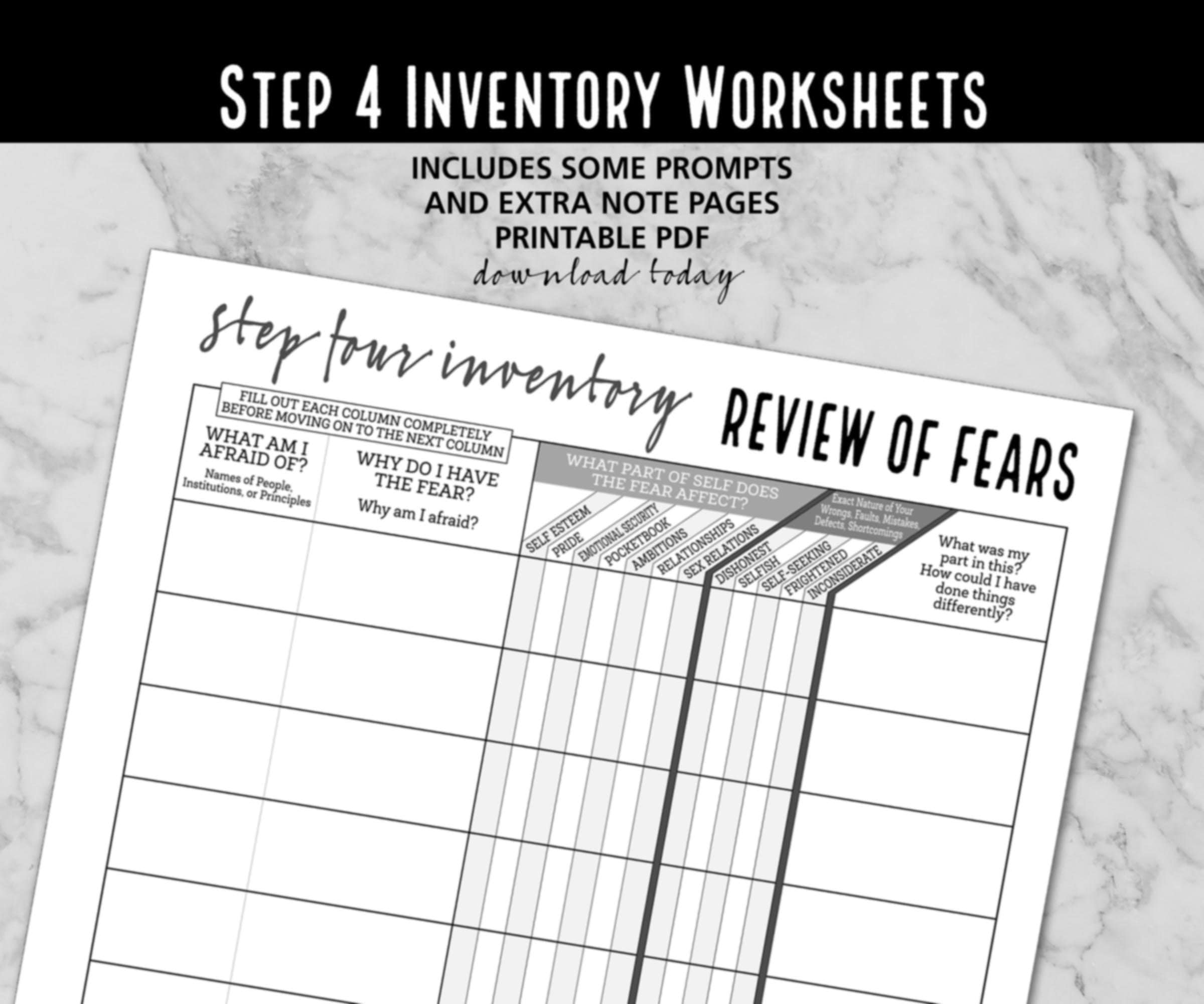 Step 4 Inventory Worksheets Instant Download Pdf Etsy Step 4 Inventory Worksheets Instant Download Pdf Etsy