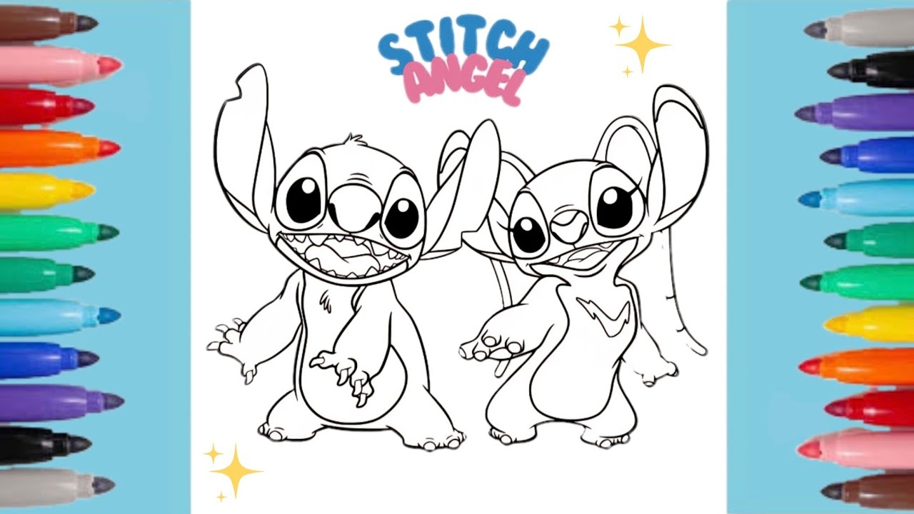 Stitch And Angel Coloring Page Lilo And Stitch Coloring Pages For Kids YouTube