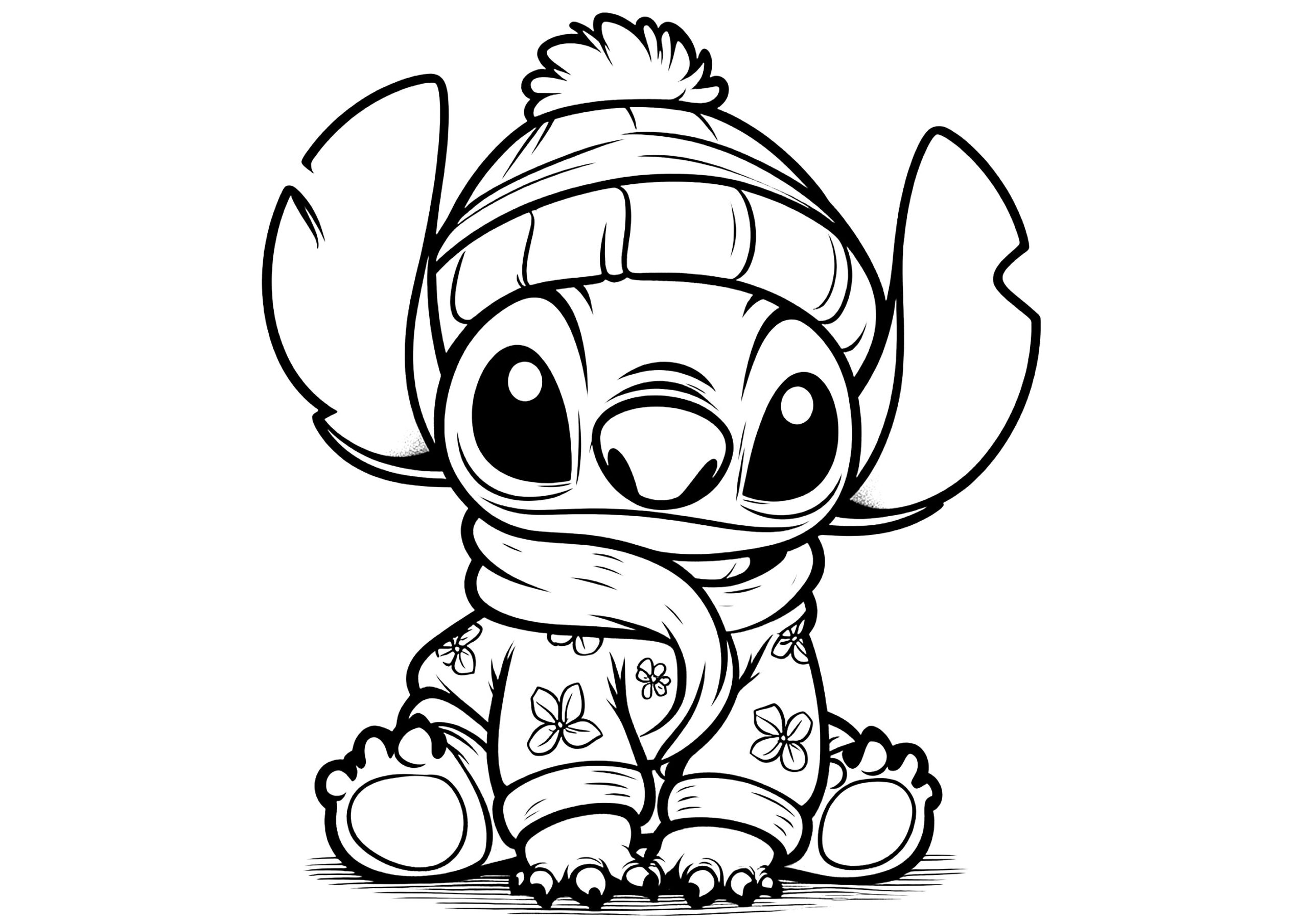 Stitch Dressed For Winter Lilo And Stitch Coloring Pages