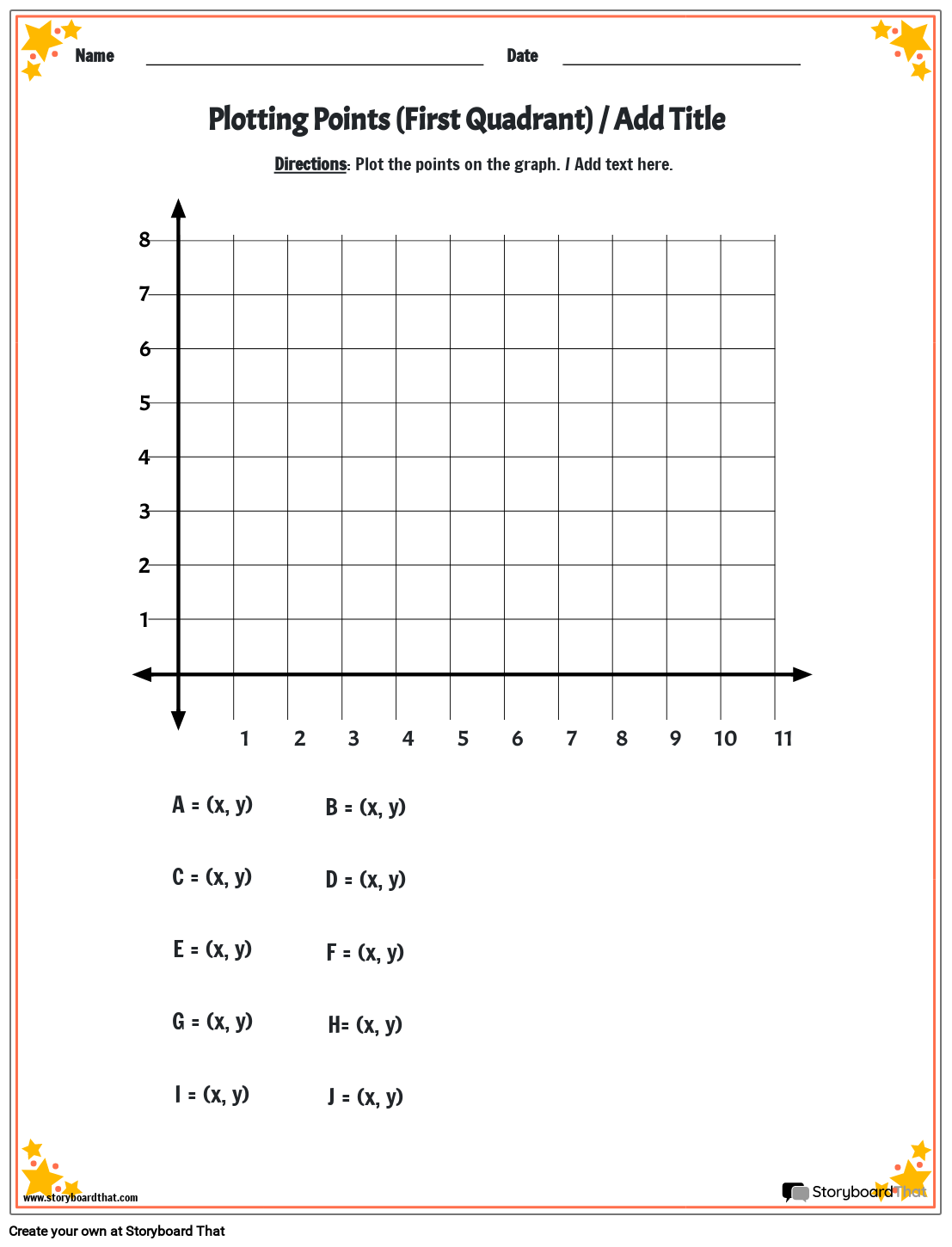 Storyboard That Create Coordinate Plane Worksheets