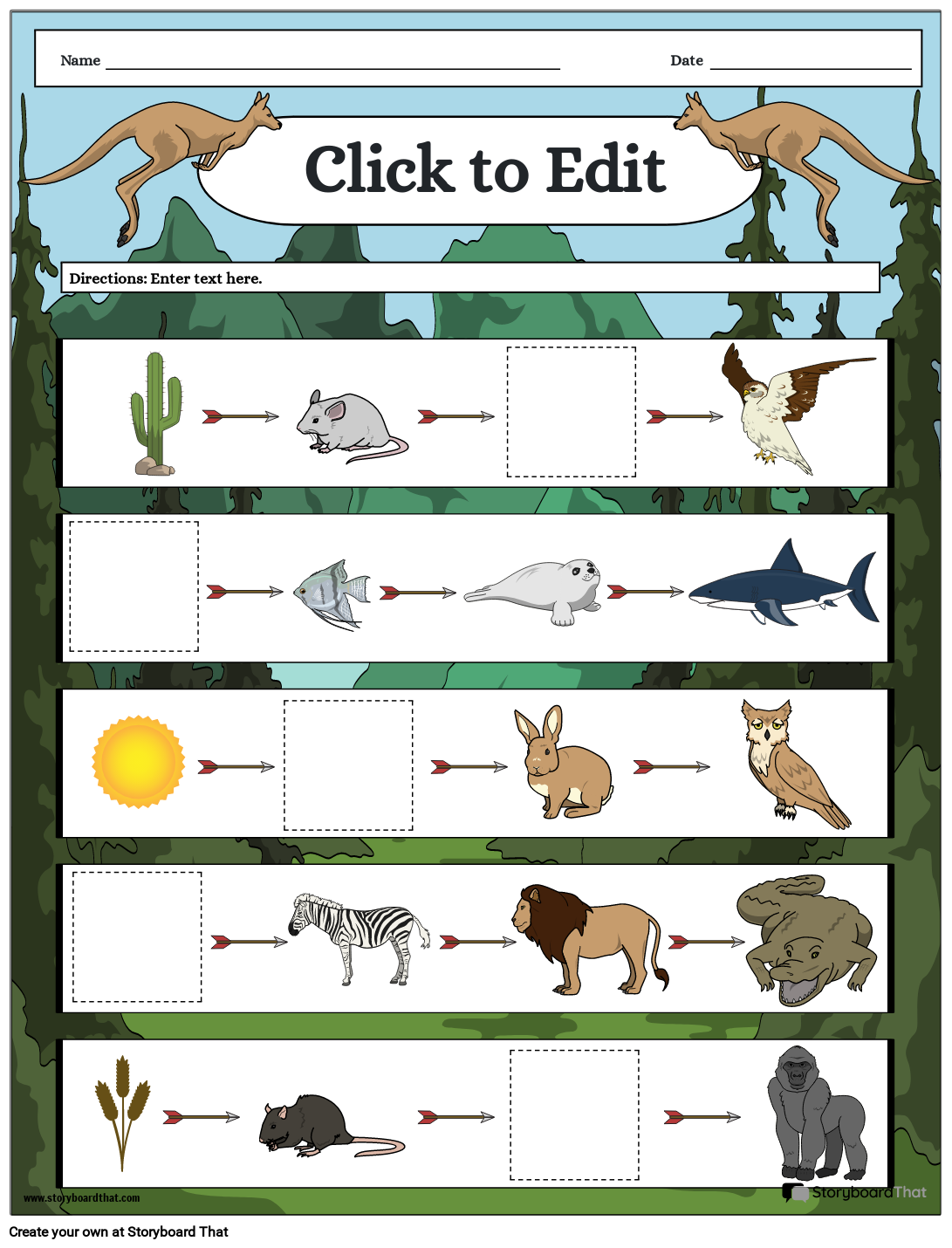 Storyboard That Free Food Chain Worksheet Templates Storyboard That Free Food Chain Worksheet Templates