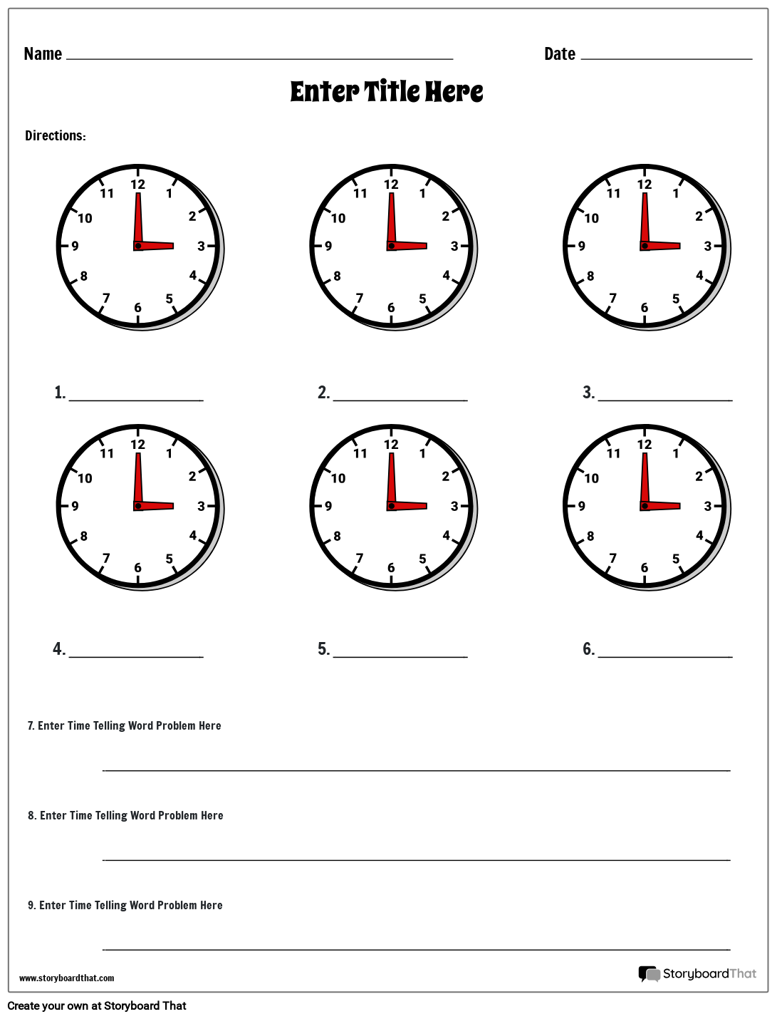 Storyboard That Telling Time Worksheet Creator Storyboard That Telling Time Worksheet Creator