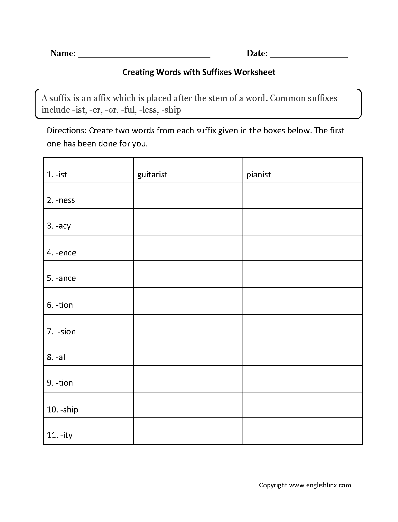 Suffixes Worksheets Creating Words With Suffixes Worksheets Suffixes Worksheets Creating Words With Suffixes Worksheets
