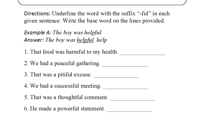 Suffixes Worksheets Printable Word Endings Practice