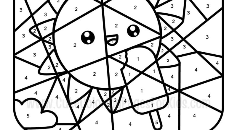 Summer Color By Number Cute Coloring Pages For Kids