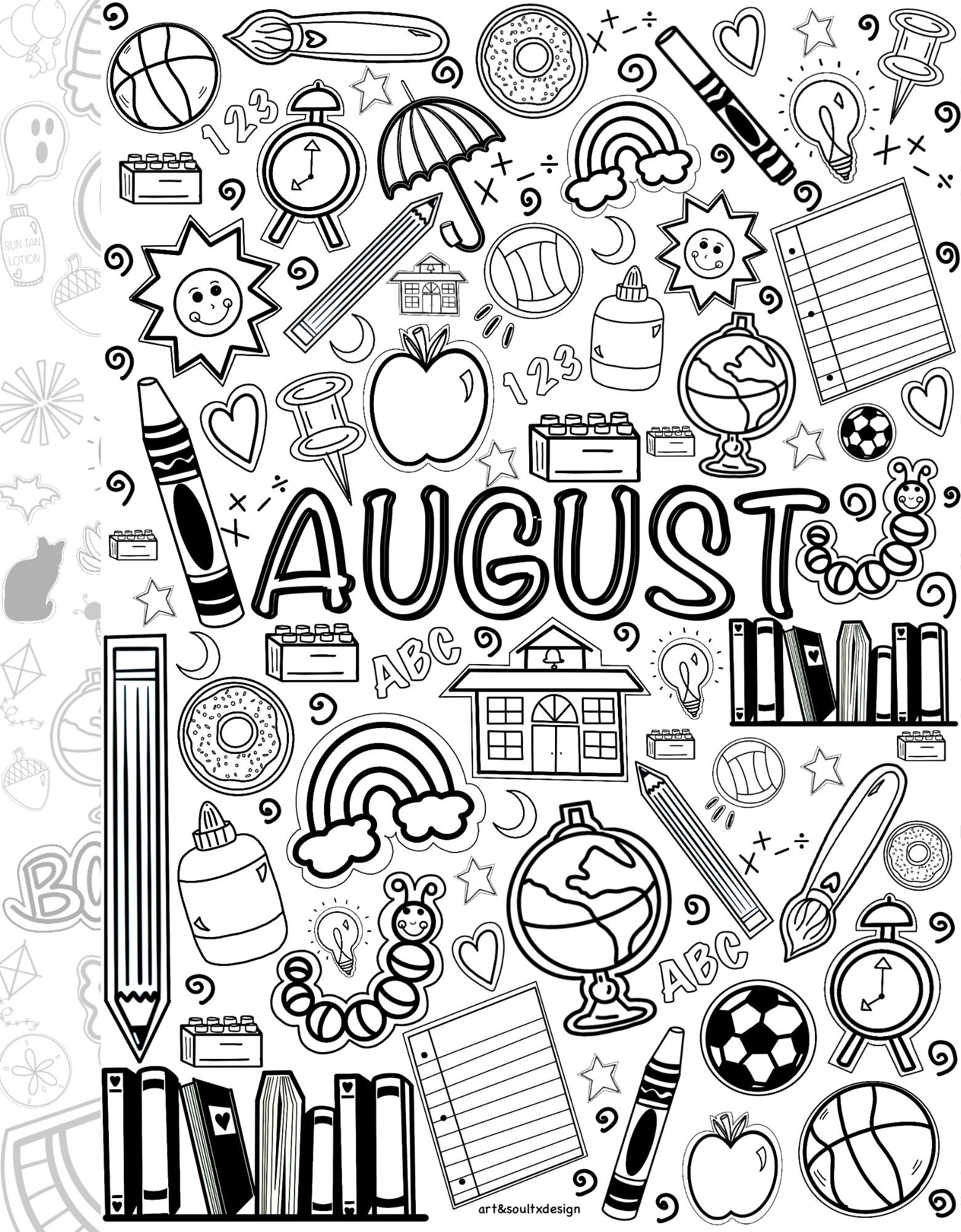 Summer Coloring Pages June July August Designs printable PDF Download Etsy