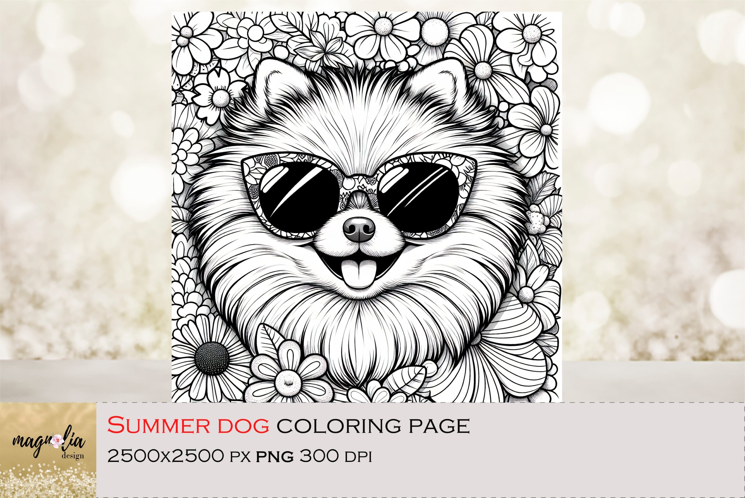 Summer Dog Coloring Page Cute Dog In Sunglasses Printable Summer Dog Coloring Page Cute Dog In Sunglasses Printable