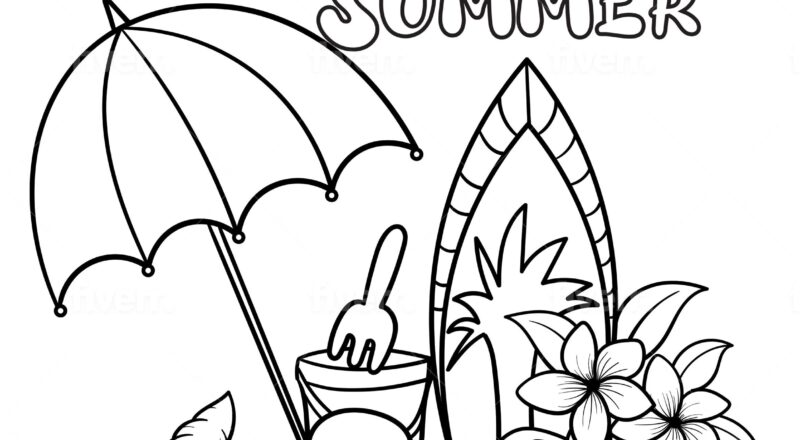 Summer Season Coloring Sheet Etsy