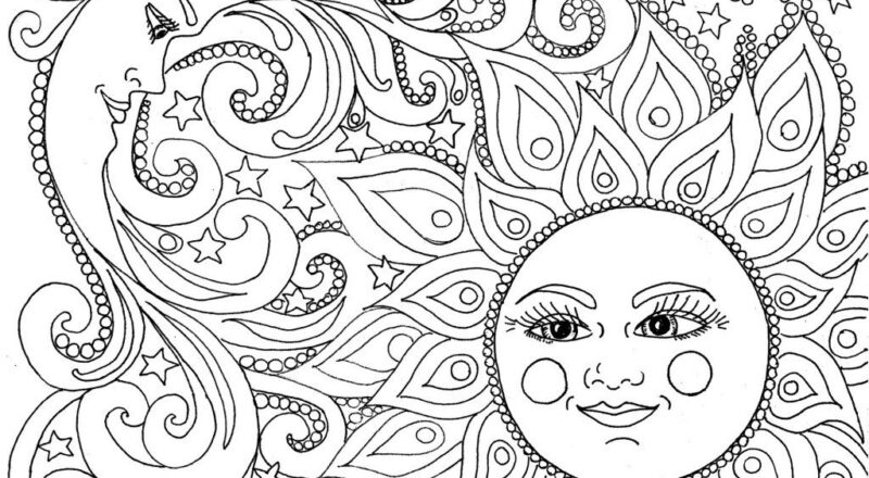 Sun And Moon Adult Coloring Page Etsy