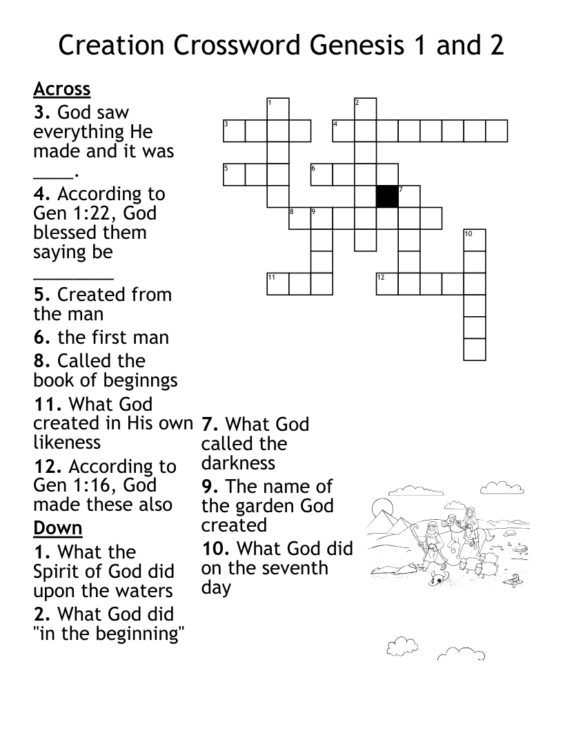 Sunday School Class Crossword WordMint