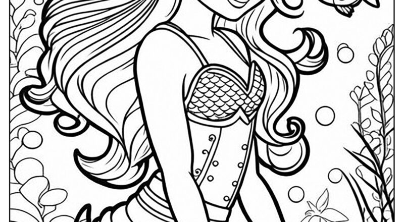 Superb Mermaid And Fish Mermaid Coloring Pages For Adults