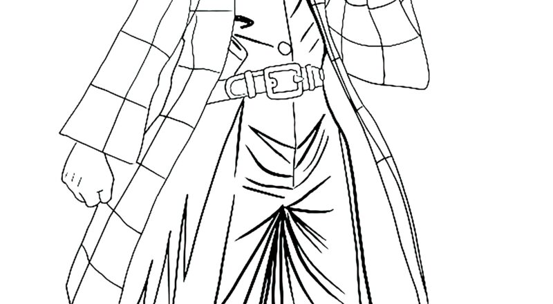 Tanjiro Kamado With His Sword Demon Slayer Coloring Pages