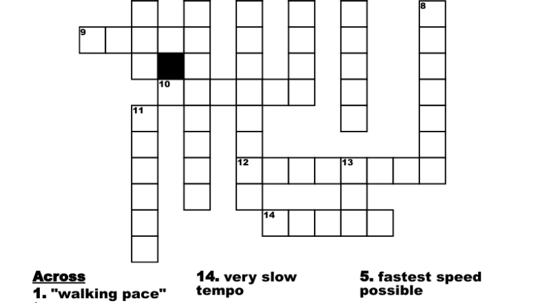 TEMPO IN MUSIC Crossword WordMint
