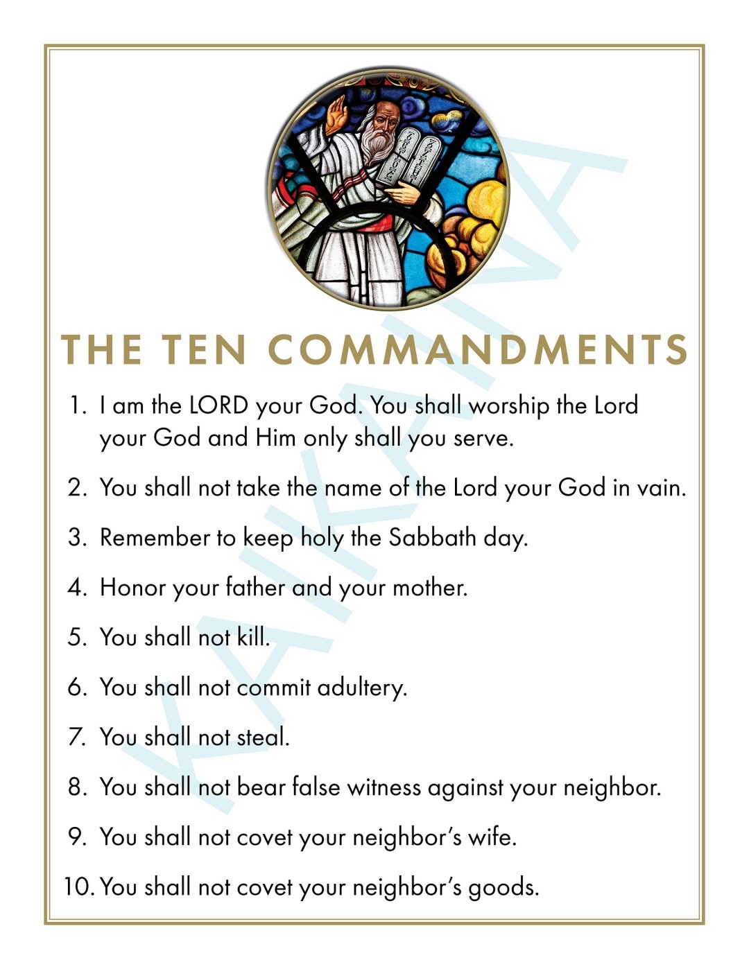Ten Commandments Catholic Poster For Children digital Download Etsy
