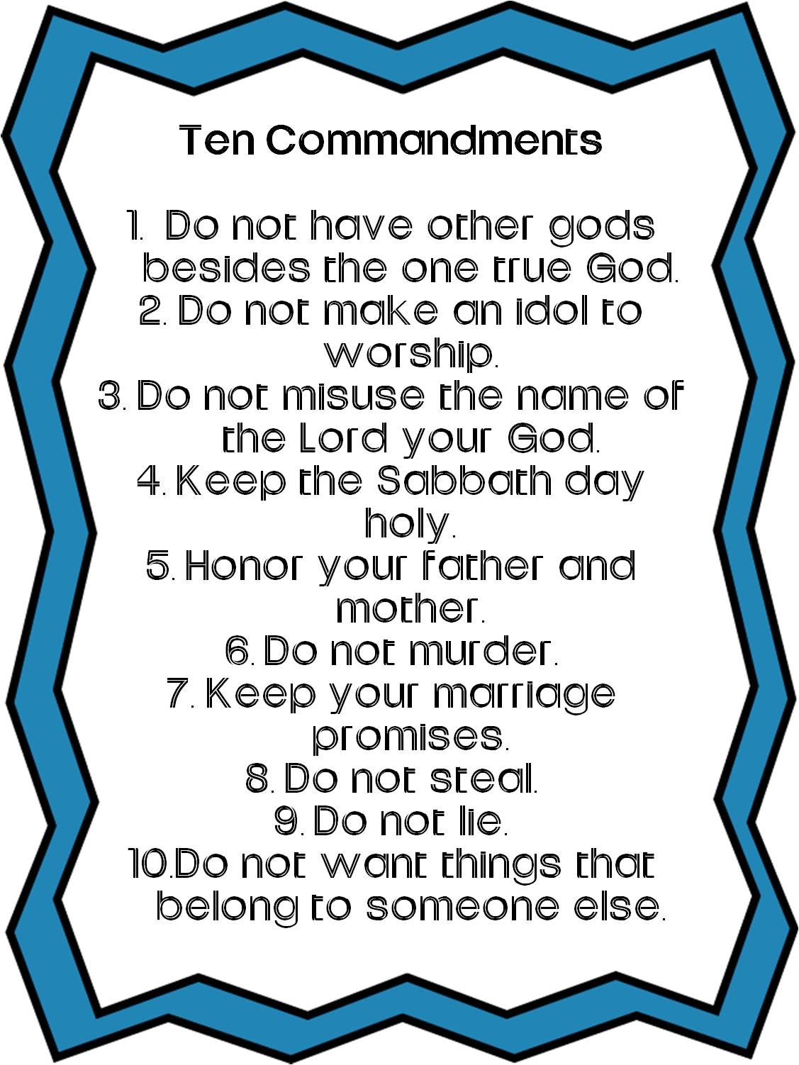 ten commandments printable