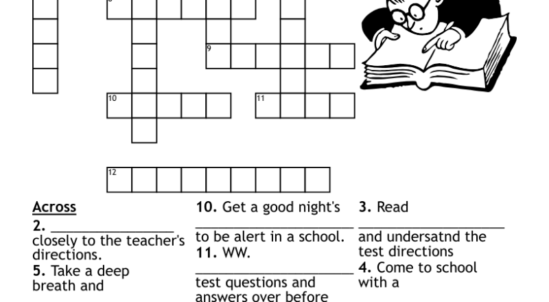 Test Taking Strategies Crossword Puzzle WordMint